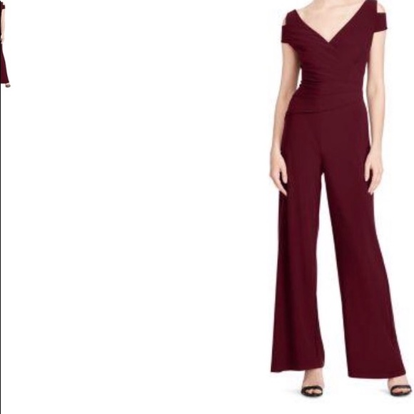 Lauren Ralph Lauren Jumpsuit Burgundy Sz 12 - Picture 1 of 11
